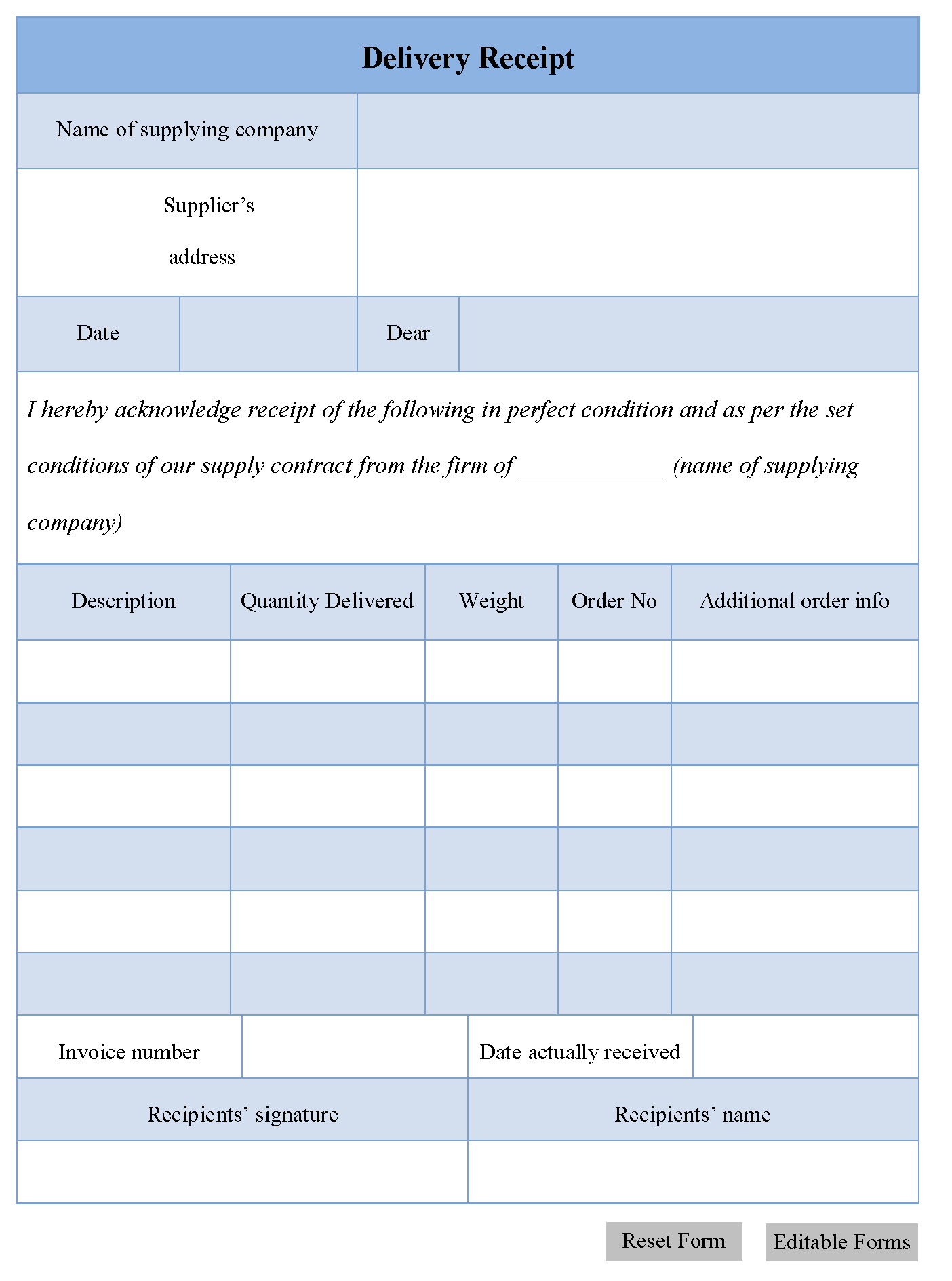 Proof Of Delivery Template Word