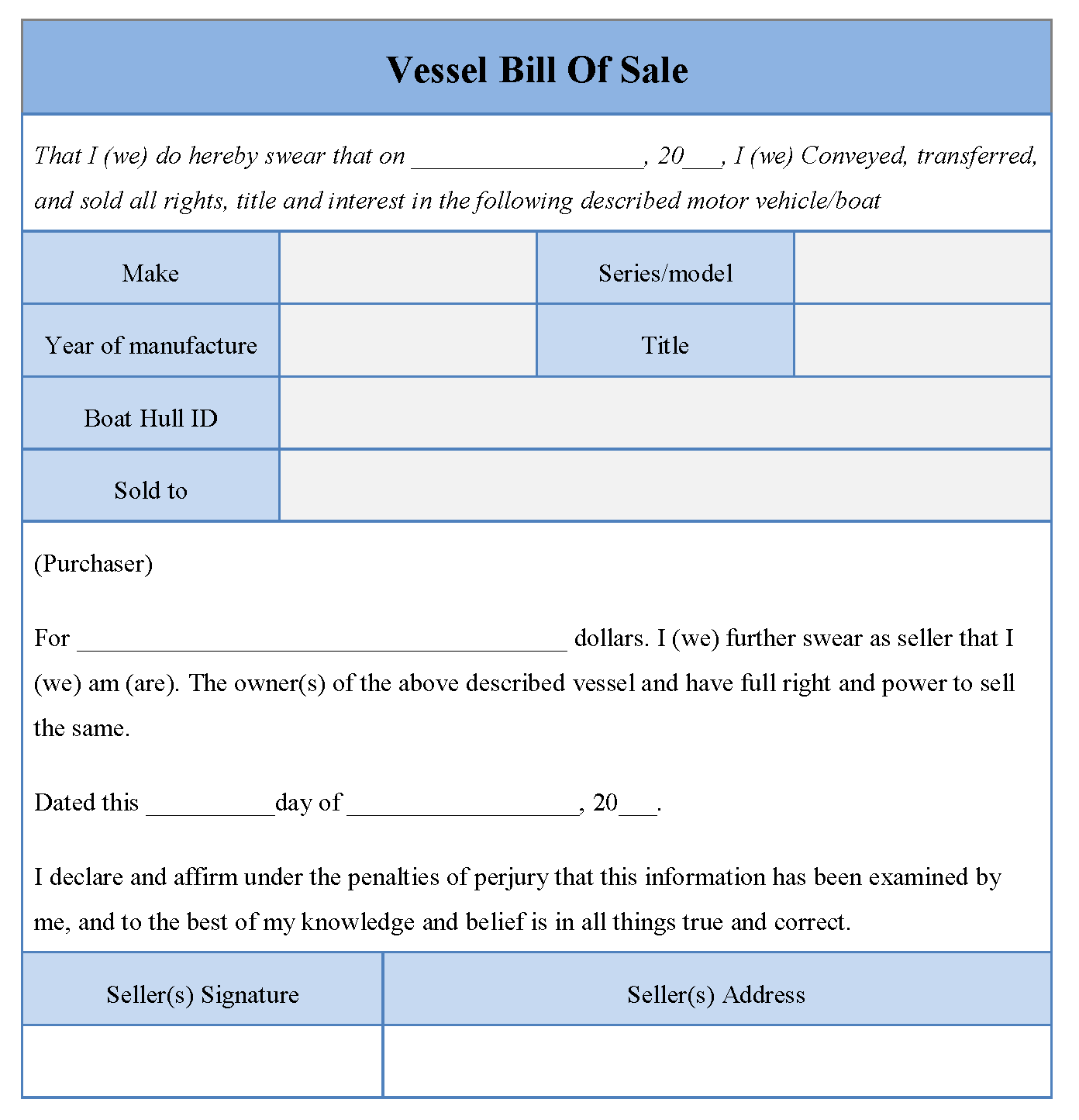 vessel bill of sale form editable forms editable bill of sale