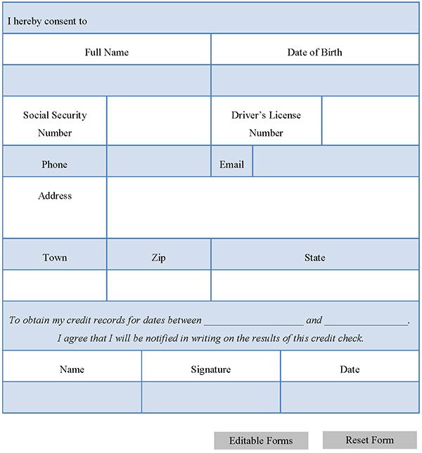 Credit Check Authorization Form