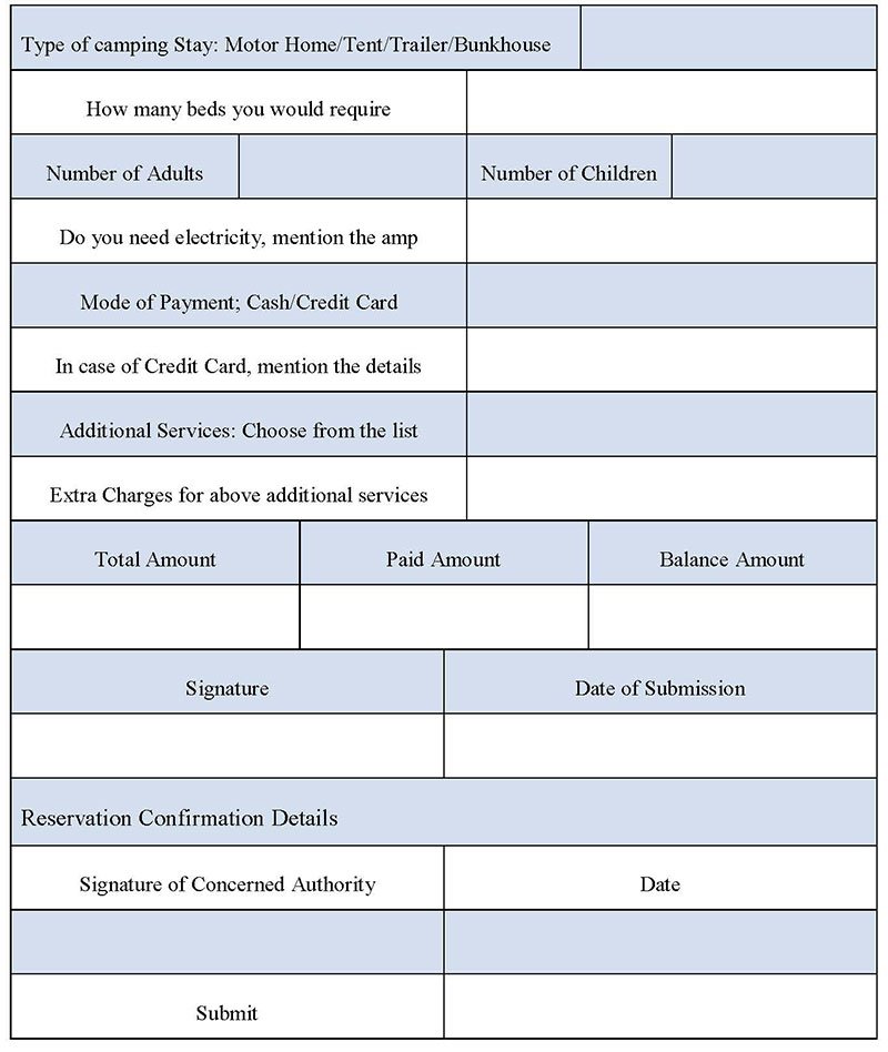 Camping Reservation Form