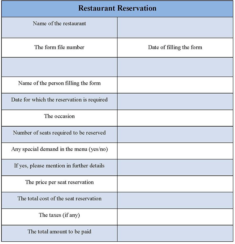 Restaurant Reservation Form 