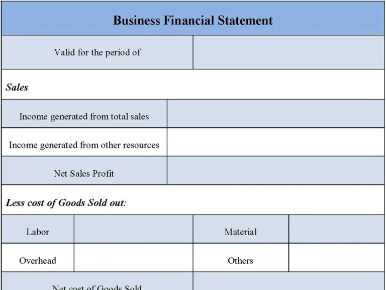 Business Financial Statement Form