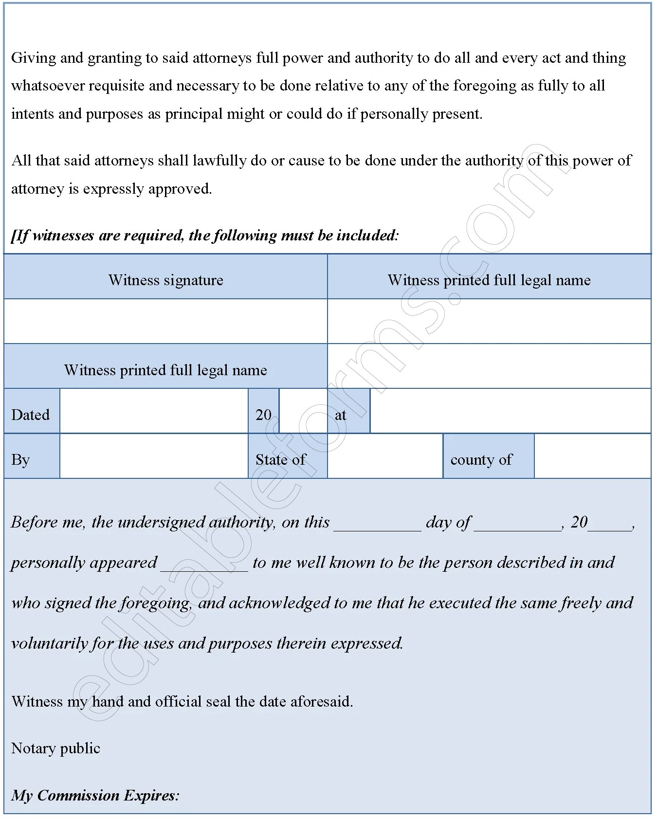 Dual Power Of Attorney Fillable PDF Template