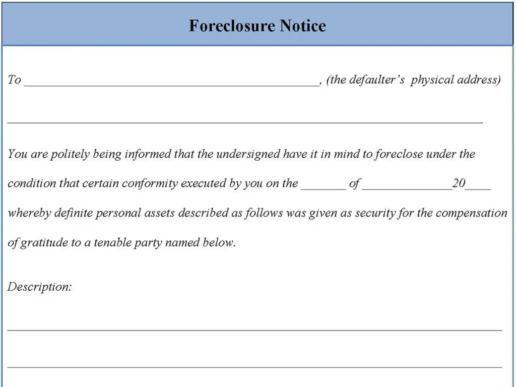 Foreclosure Notice Form