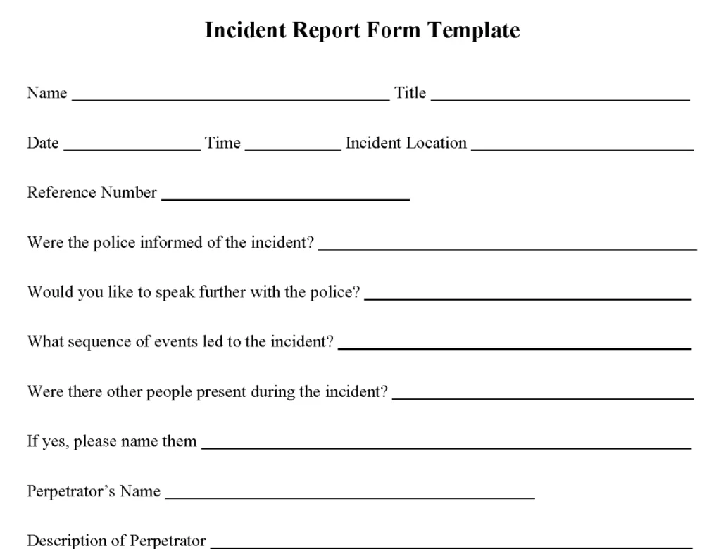 Incident Report Form Template