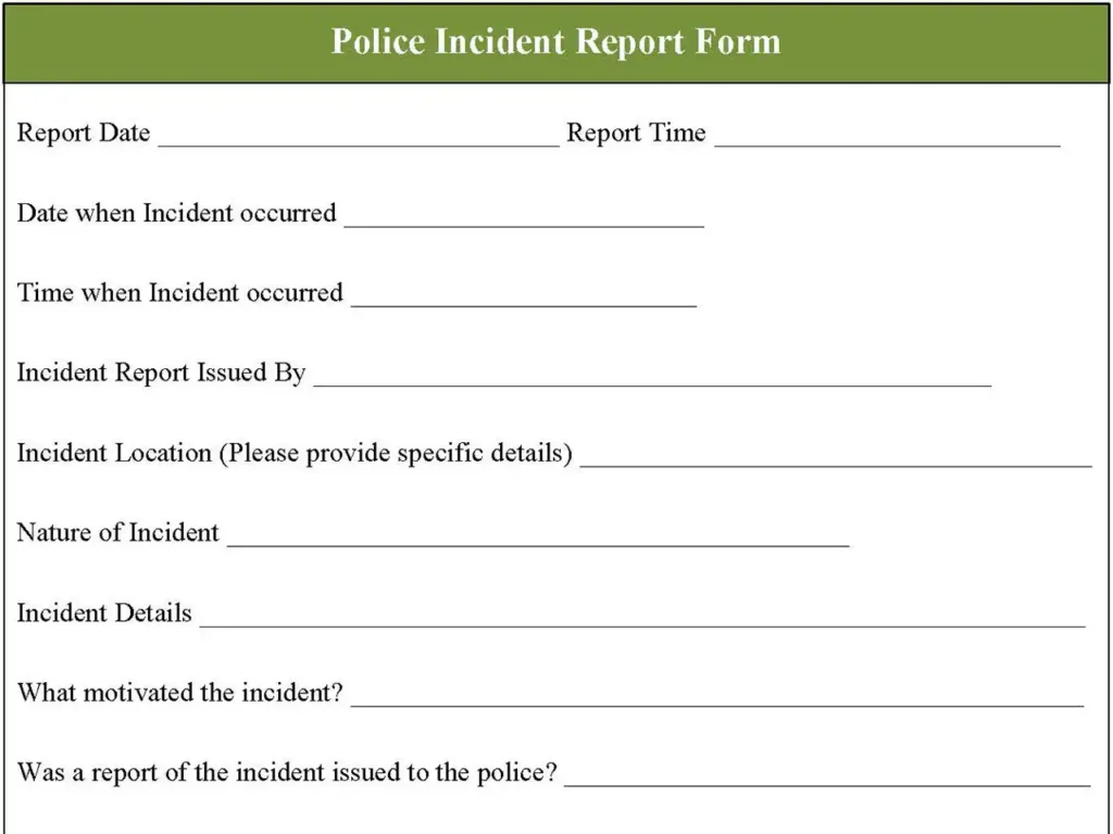 Police Incident Report Form