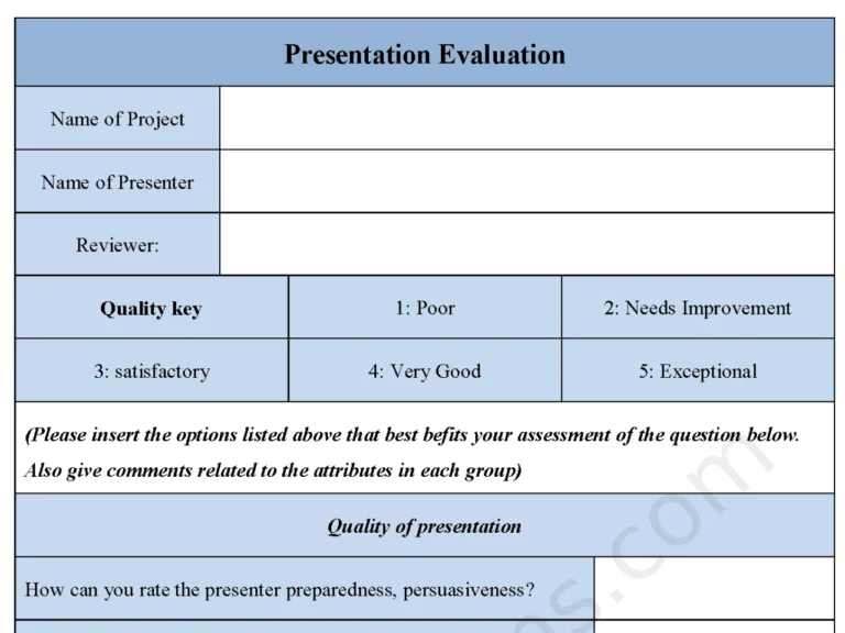 Presentation Evaluation Form