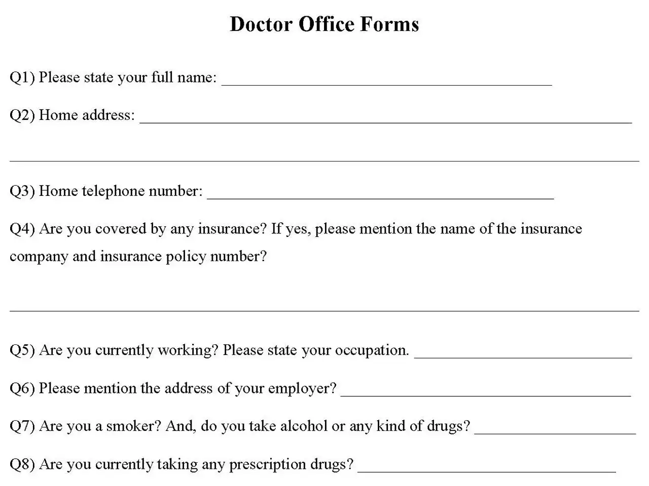 Doctor Office Form