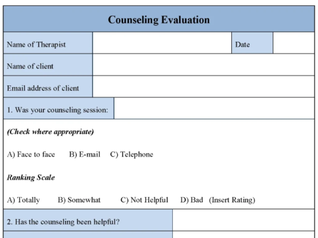Counseling Evaluation Form