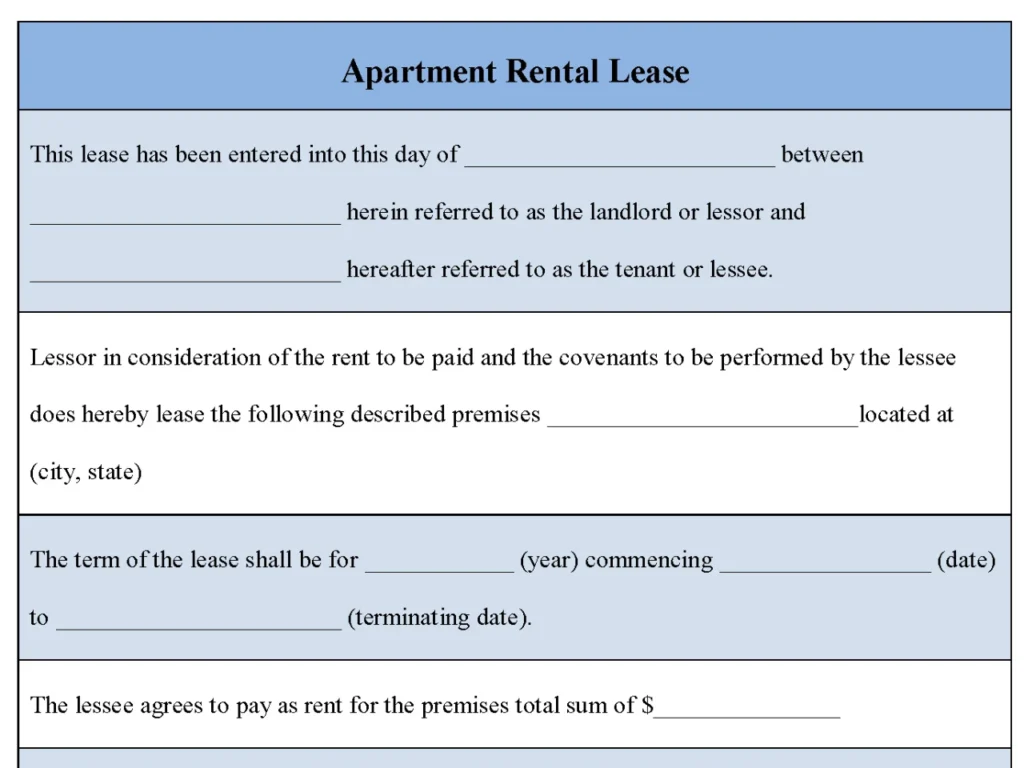 Apartment Rental Lease Form