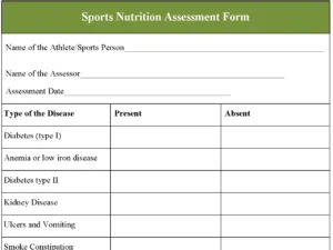 Sports Nutrition Assessment Form