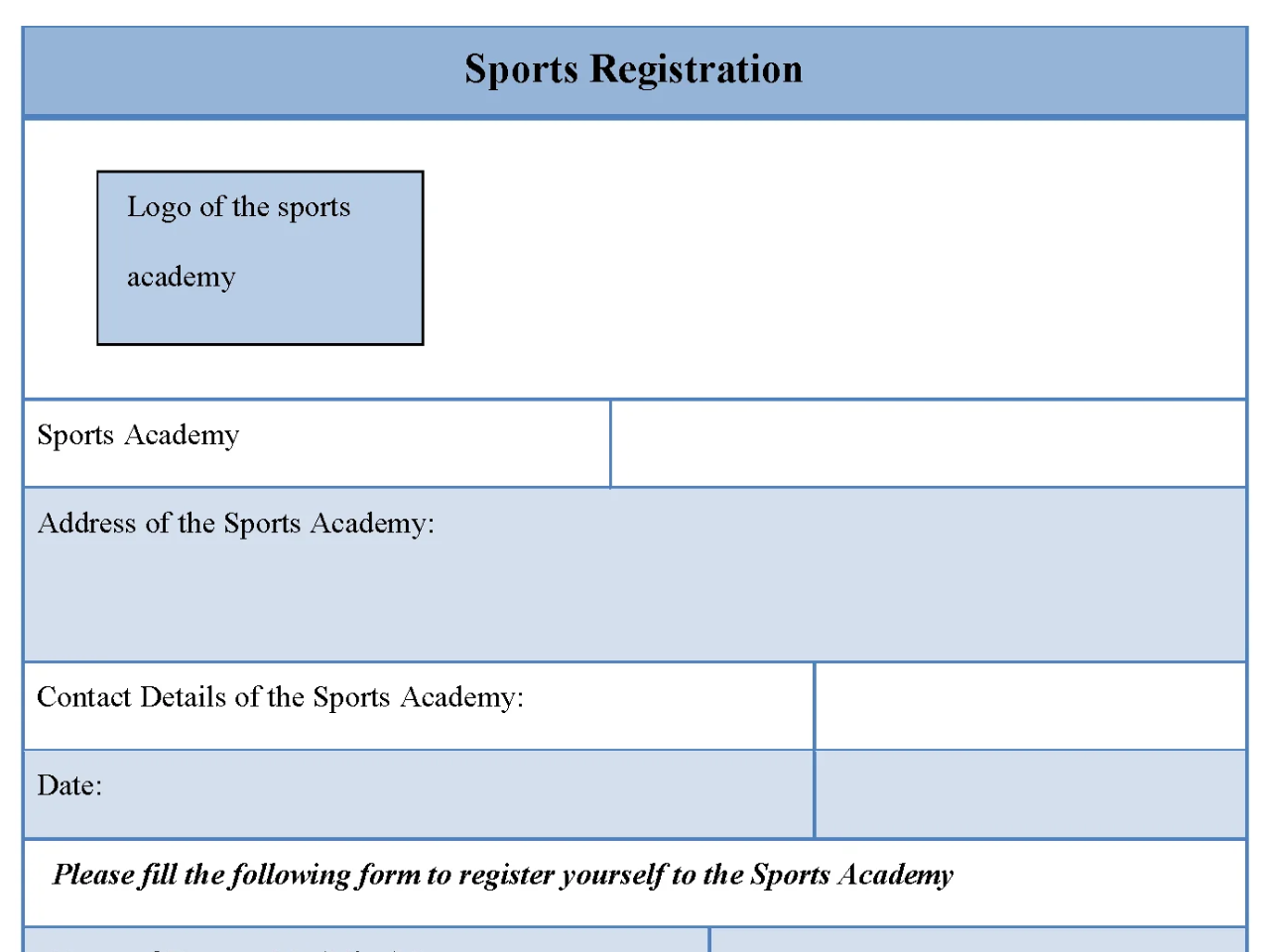 Sports Registration Form