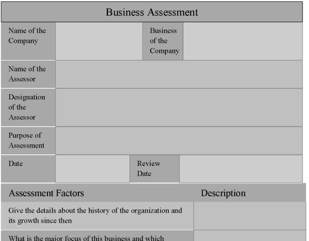 Business Assessment Form
