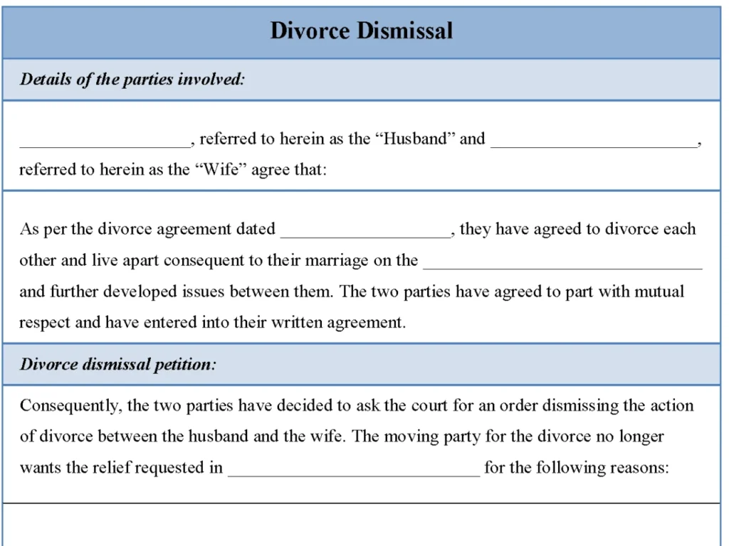 Divorce Dismissal Form