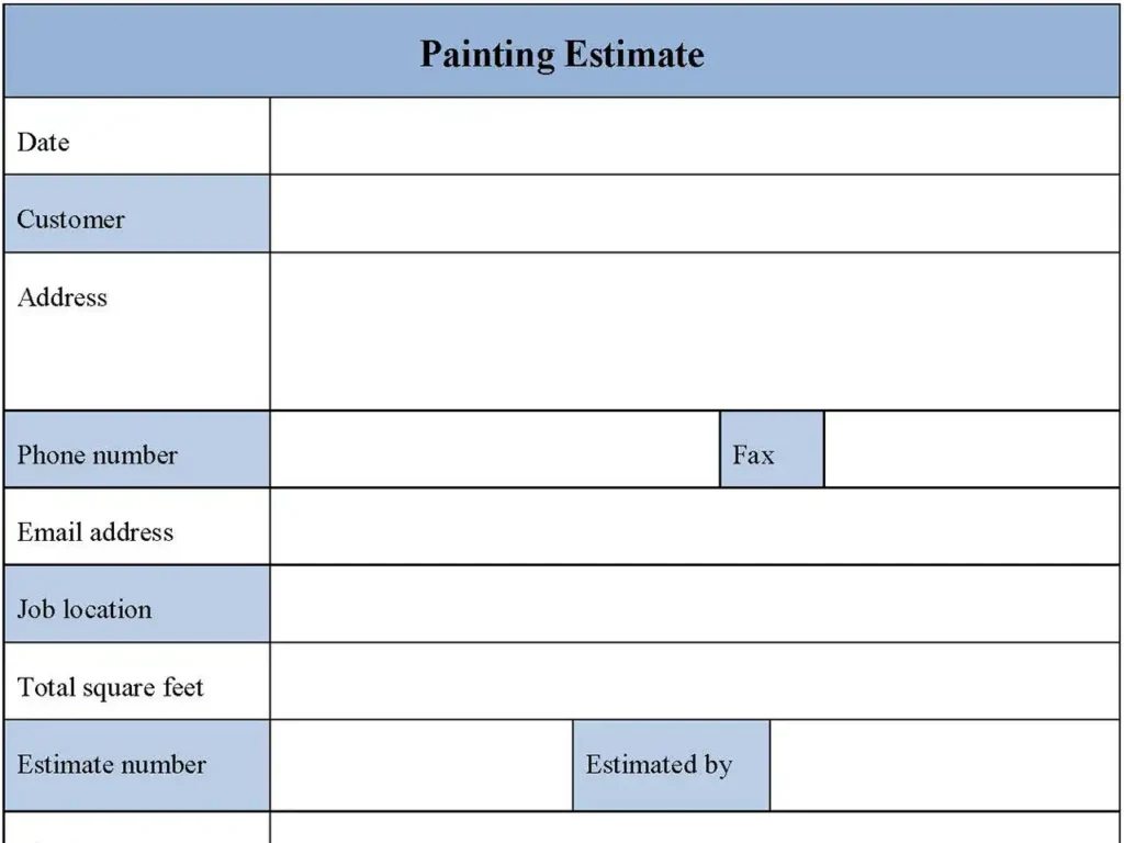 Painting Estimate Form