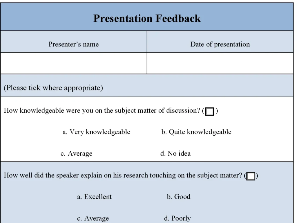 Presentation Feedback Form