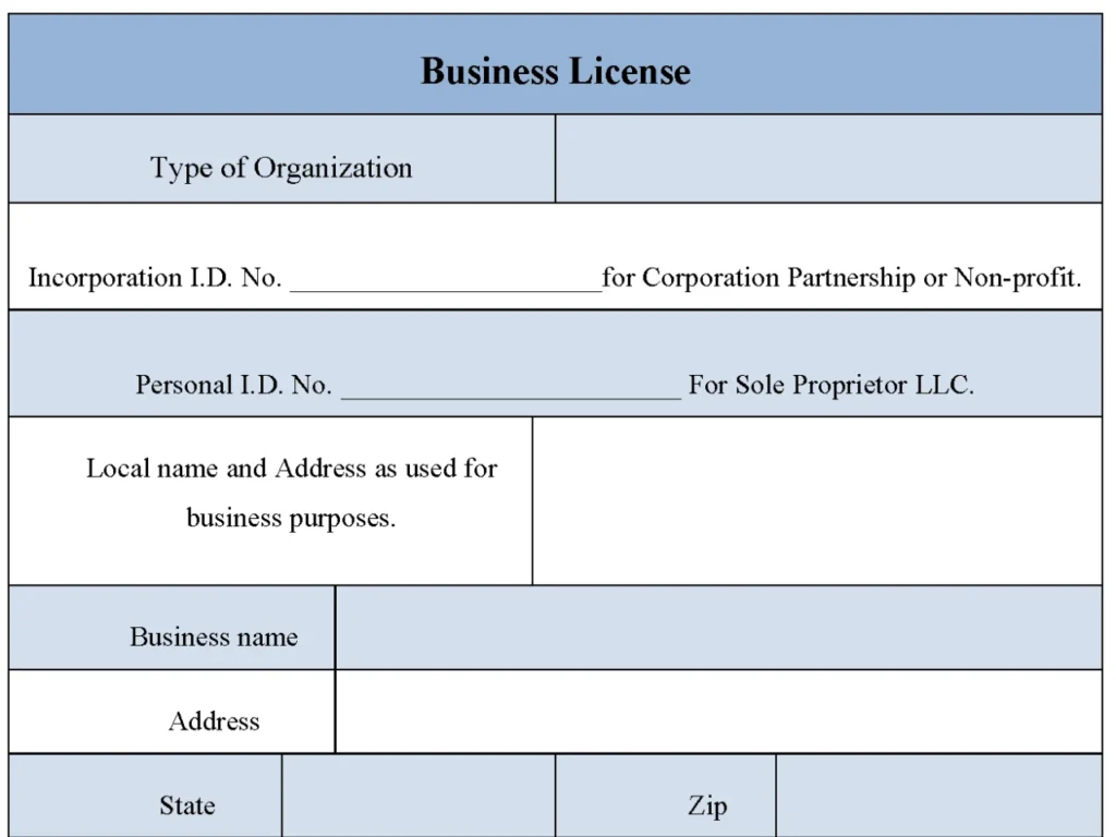 Sample Business License Form