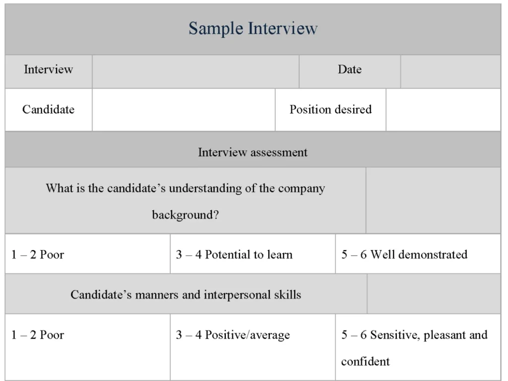 Sample Interview Form
