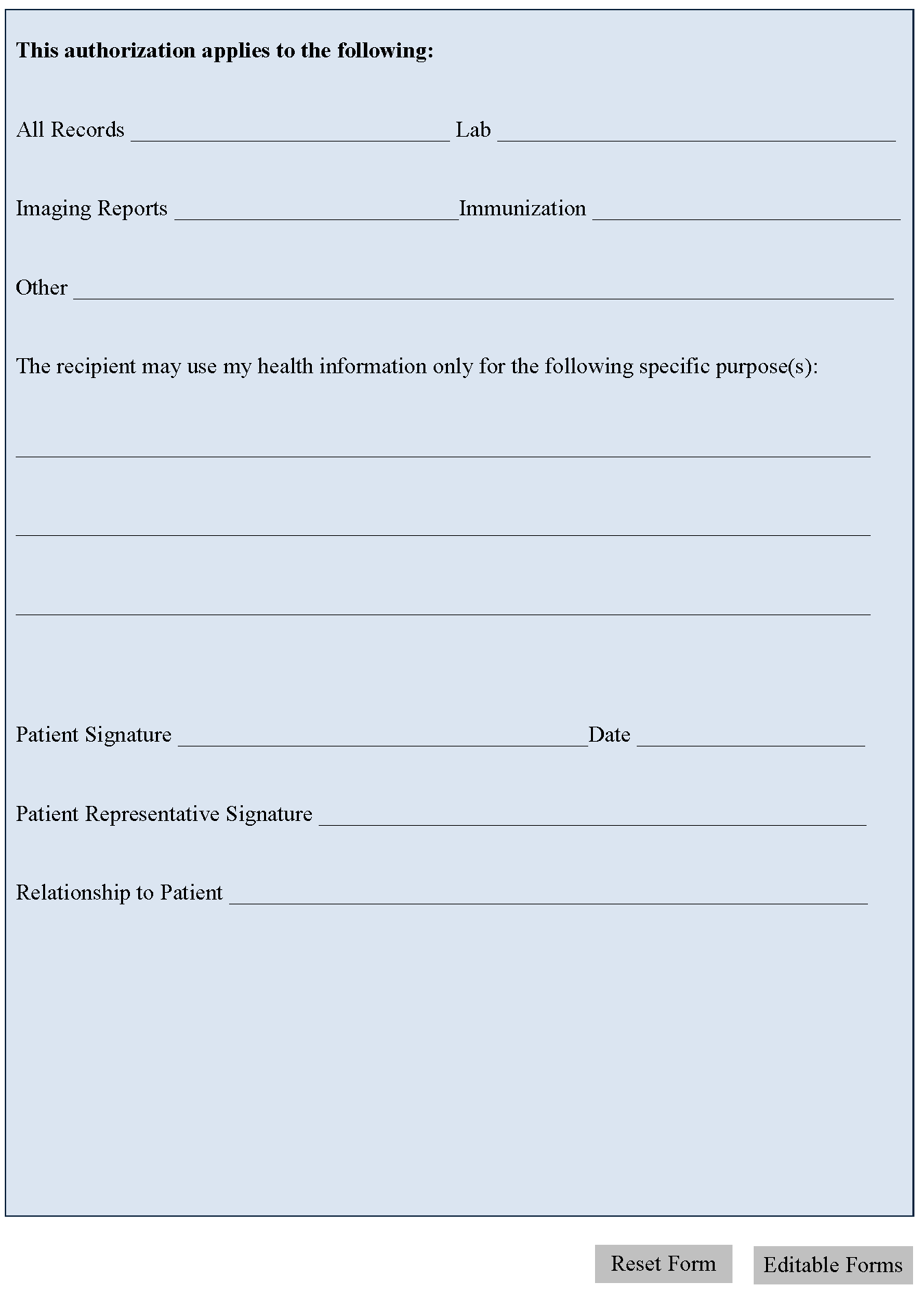 General Medical Release Form