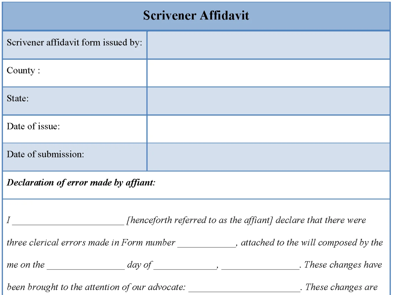 Scrivener Affidavit Form