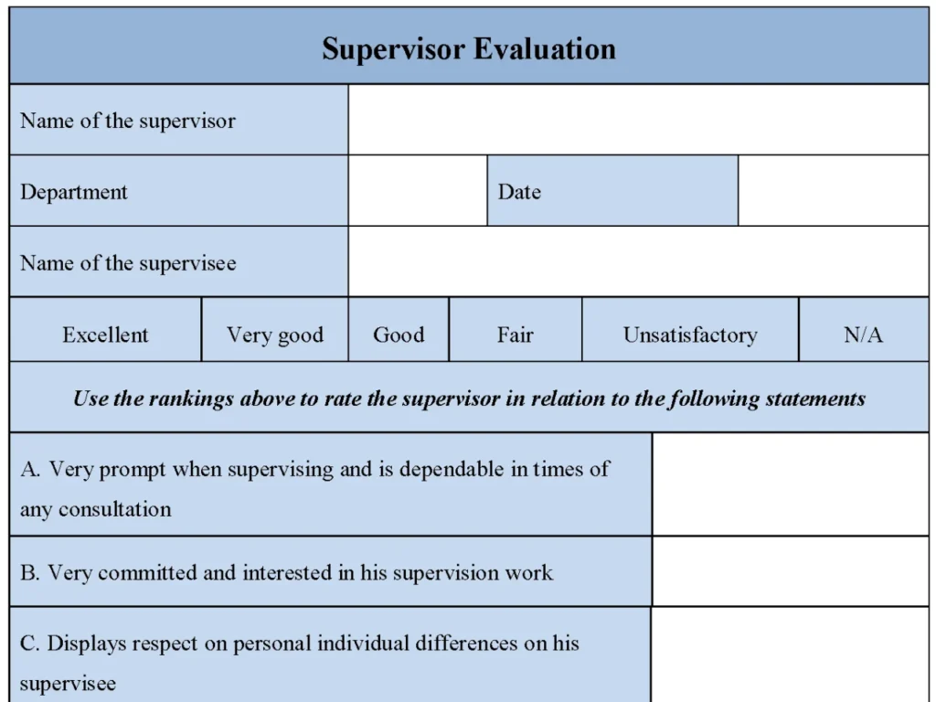 Supervisor Evaluation Form