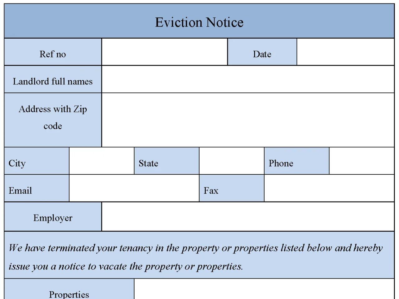 Eviction Notice Form