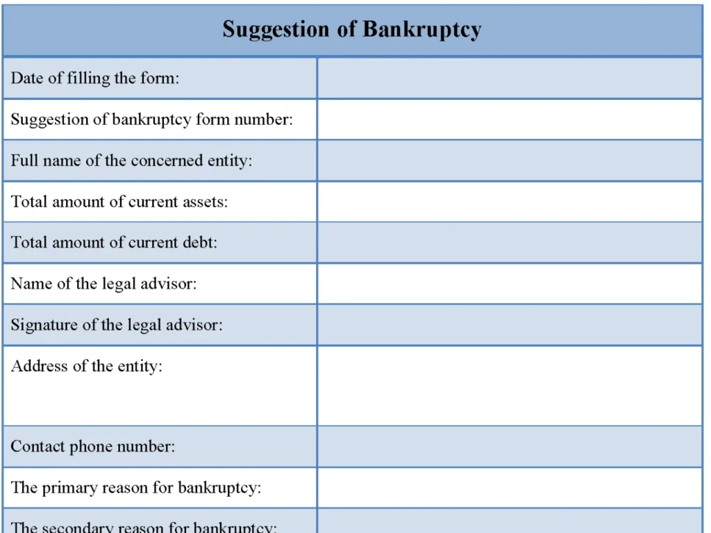 Suggestion Of Bankruptcy Form