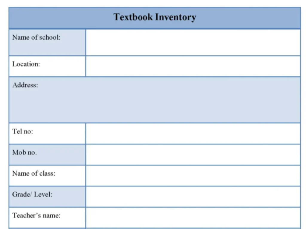 Textbook Inventory Form