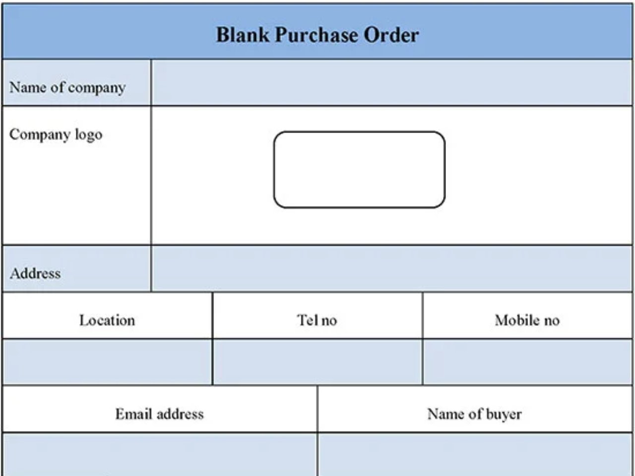 Blank Purchase Order Form