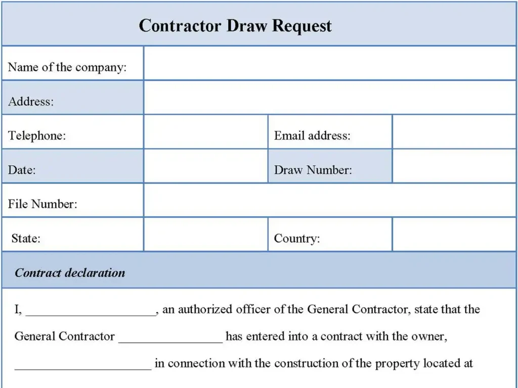 Contractor Draw Request Form