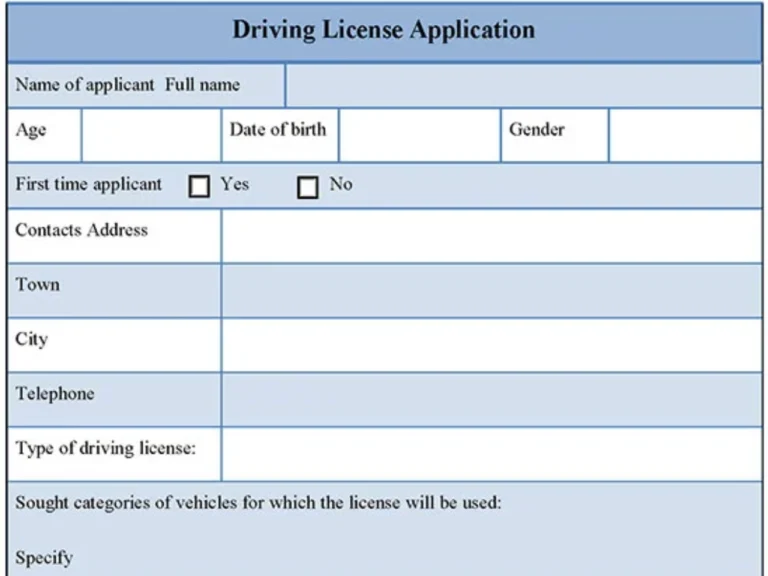 Driving License Application Form
