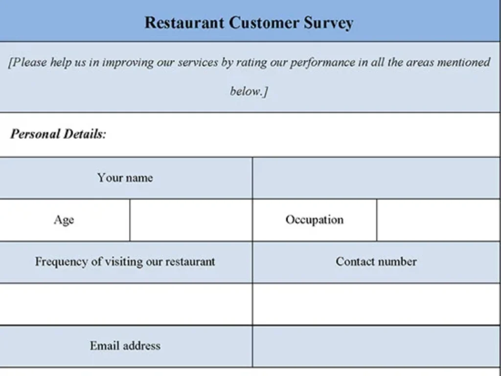 Restaurant Customer Survey Form