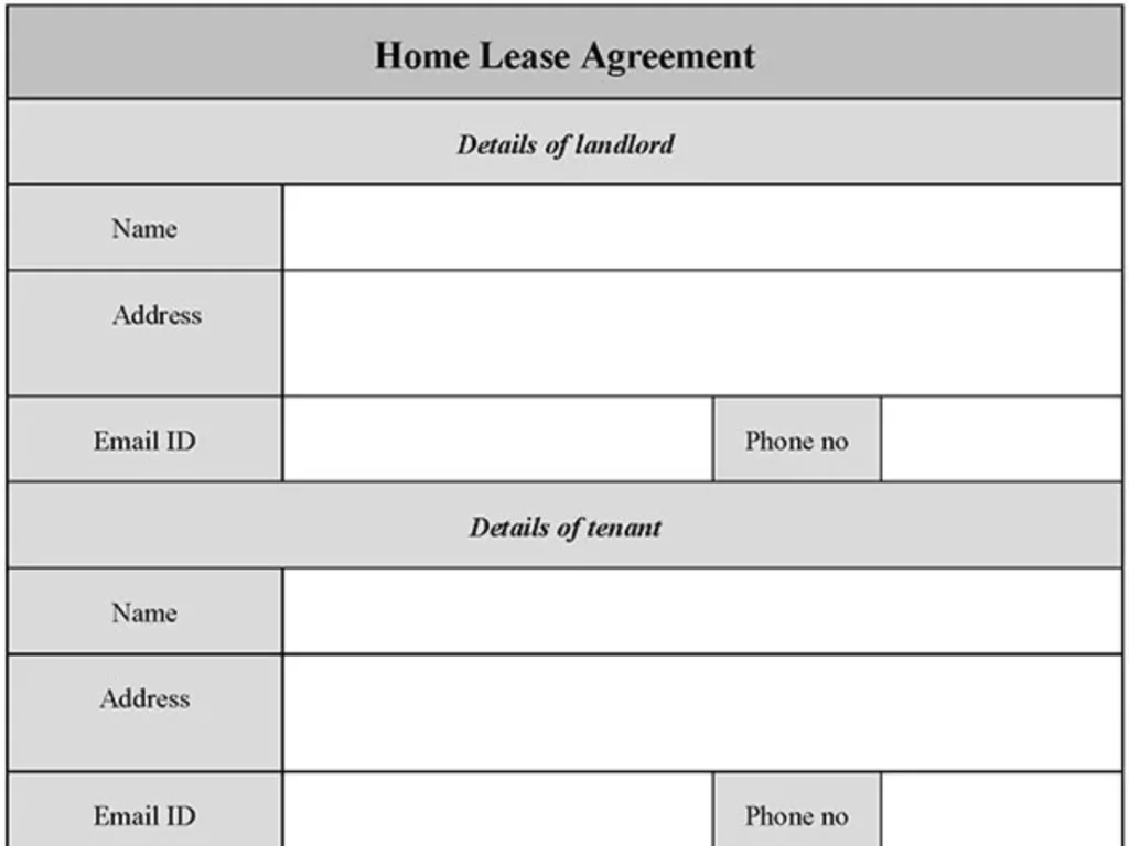 Home Lease Agreement Form