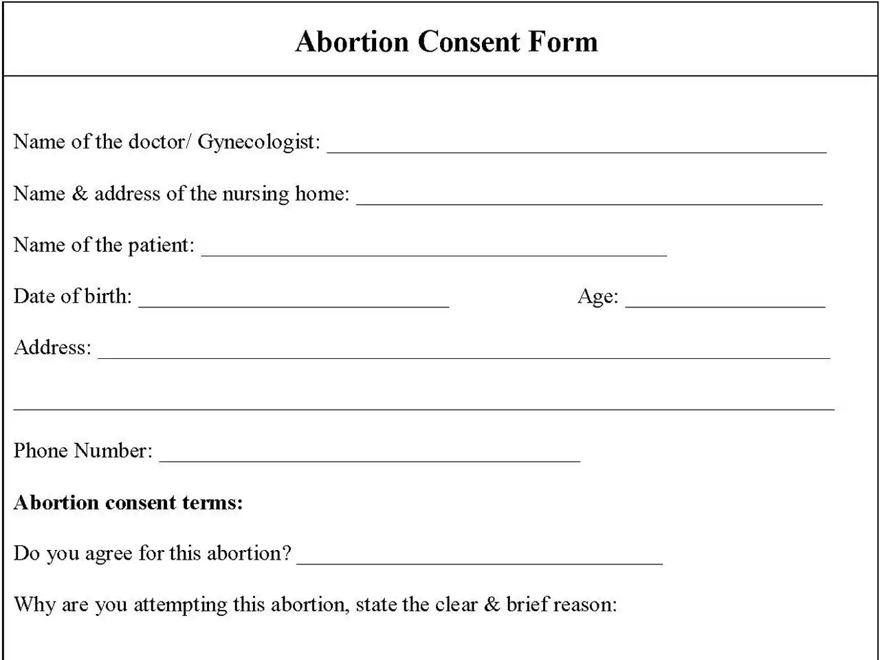 Abortion Consent Form