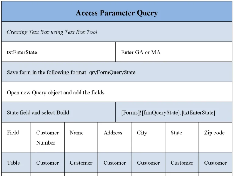 Access Parameter Query Form