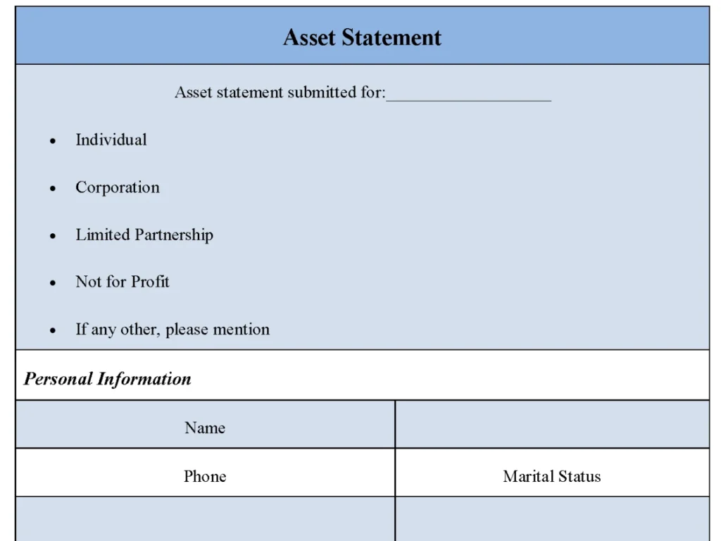 Asset Statement Form