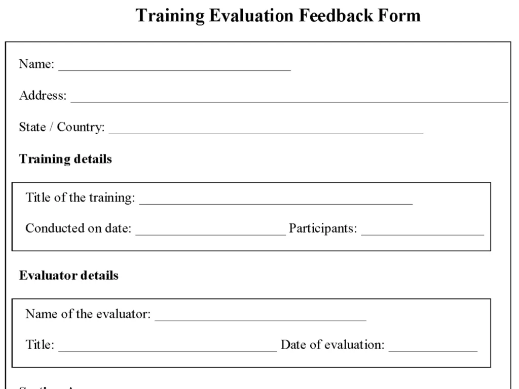 Training Evaluation Feedback Form