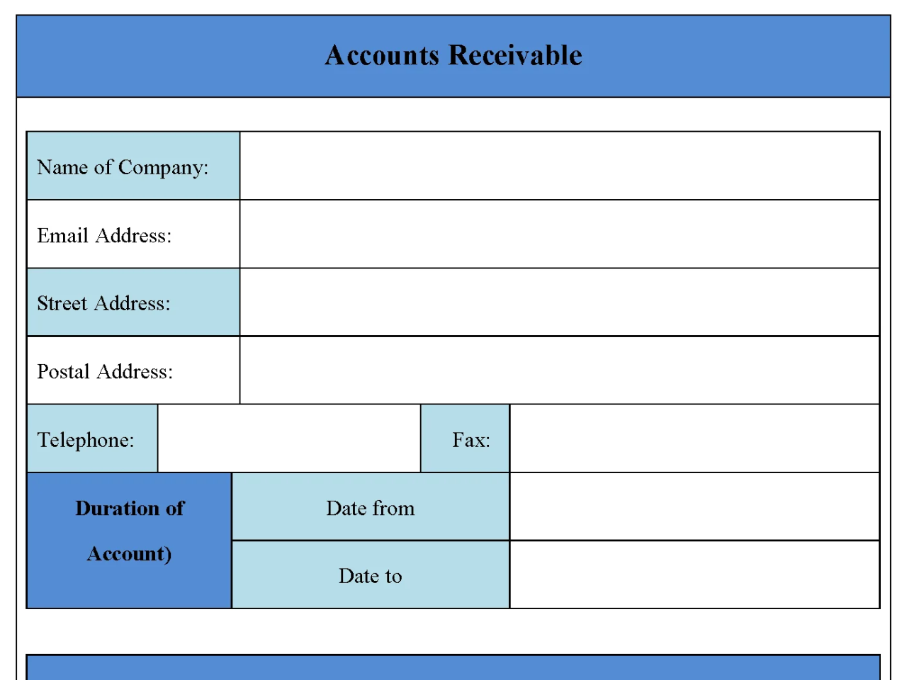 Accounts Receivable Form Editable PDF Forms