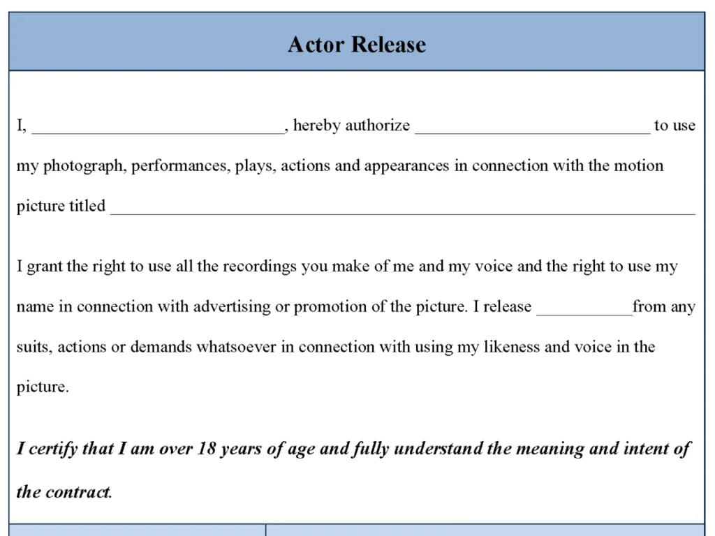 Actor Release Form