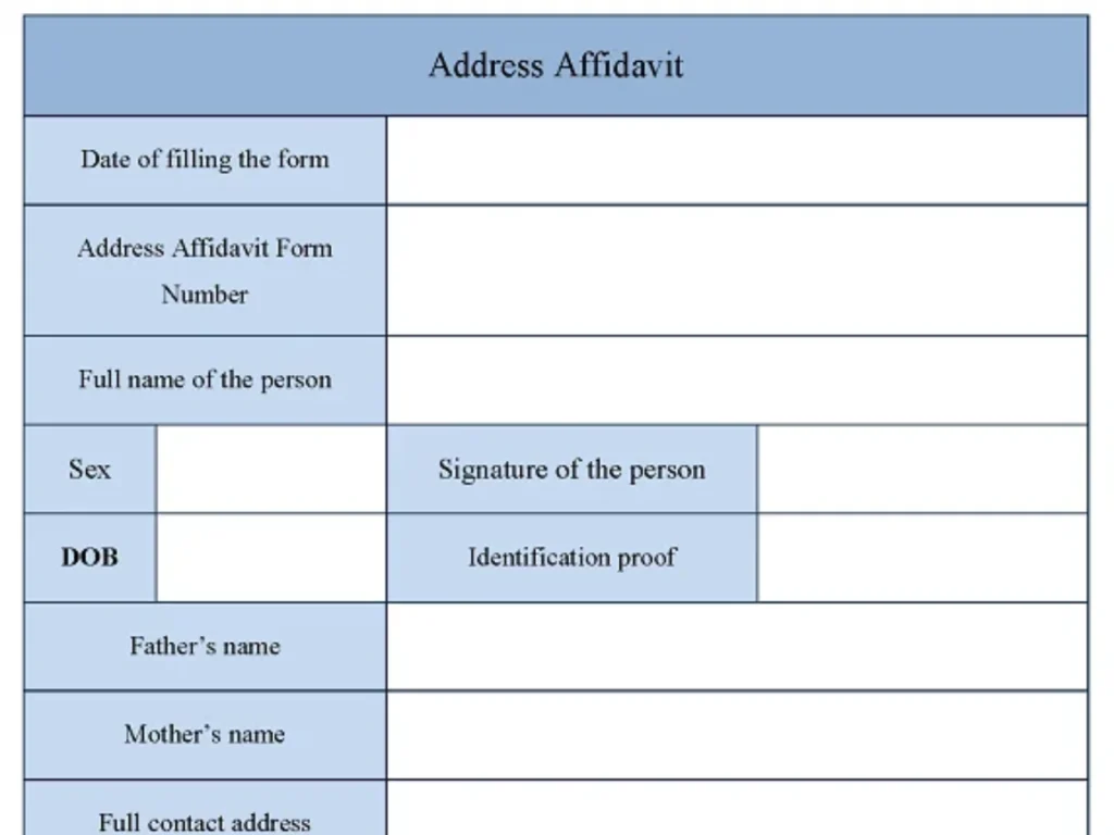 Address Affidavit Form