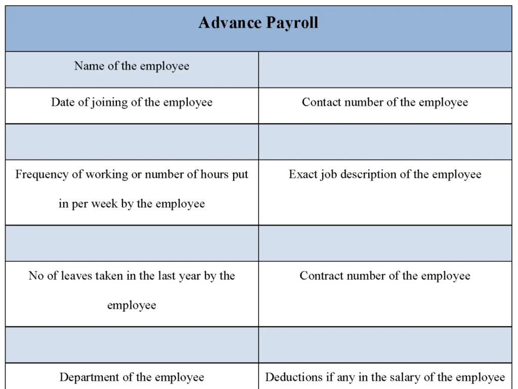 Advance Payroll Form