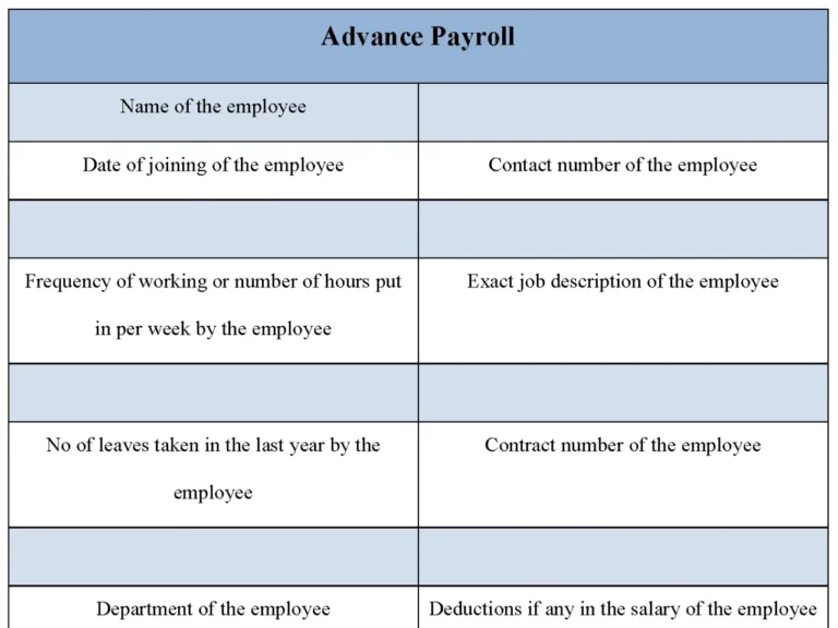 Advance Payroll Form