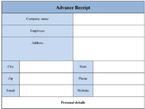 Advance Receipt Form