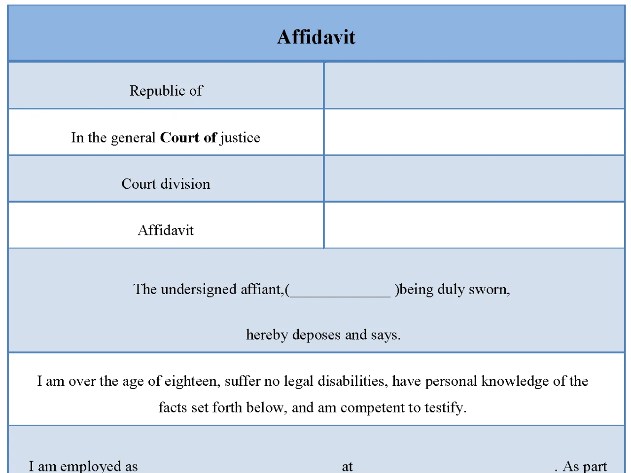 Affidavit Form