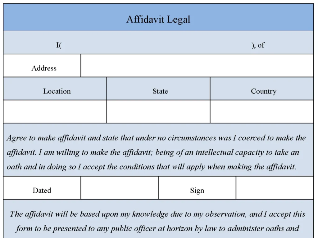 Affidavit Of Domicile Form