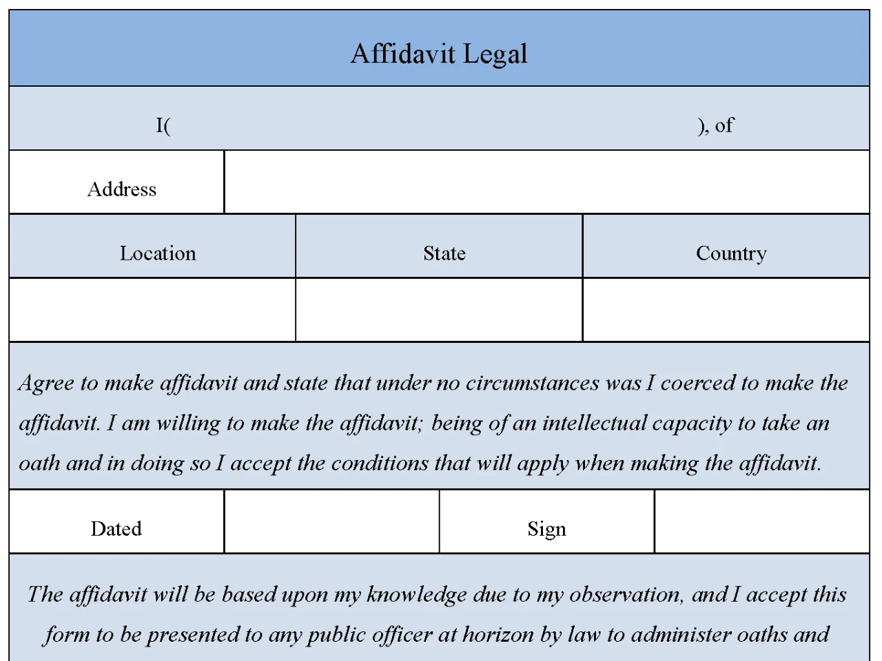 Affidavit Of Domicile Form