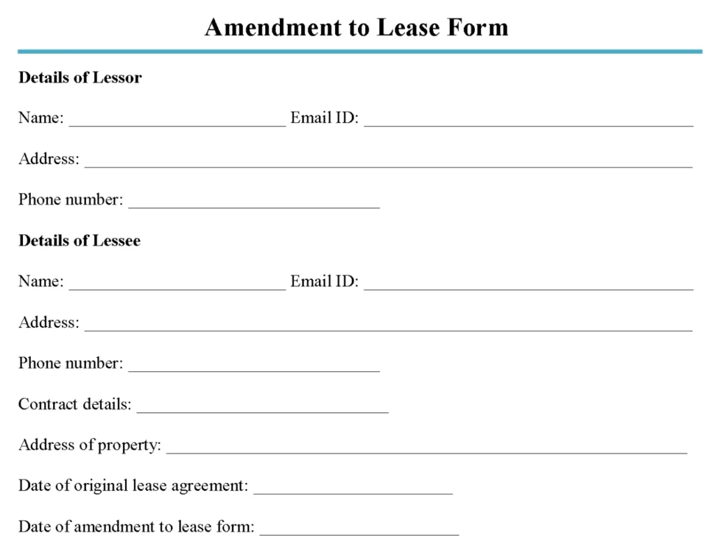 Amendment To Lease Form