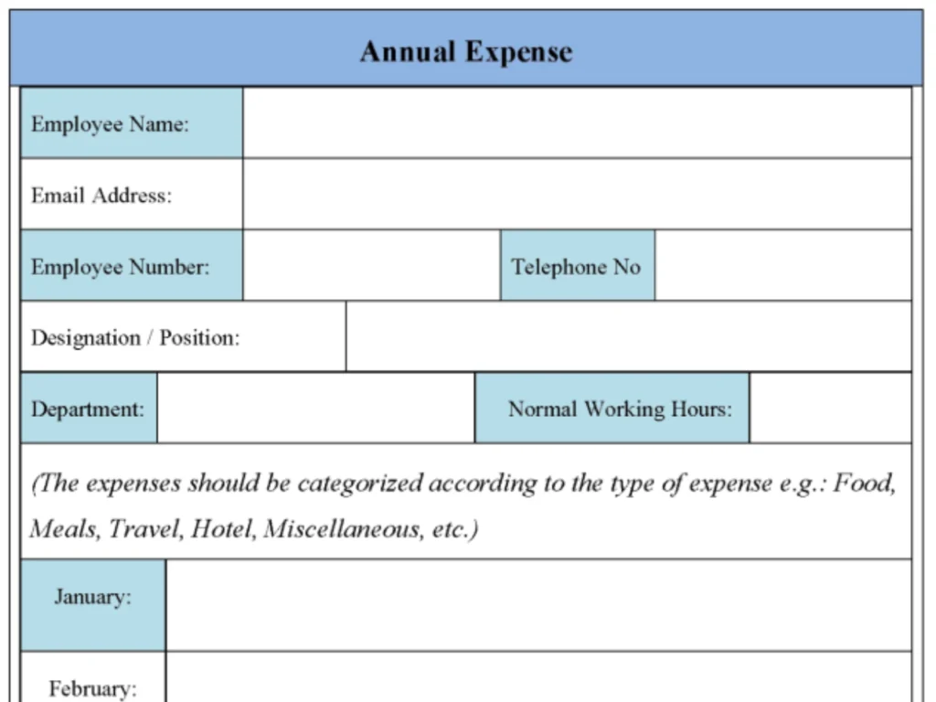 Annual Expense Form