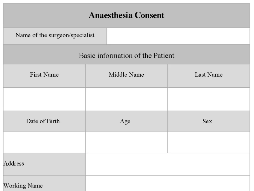 Anaesthesia Consent Form (New)
