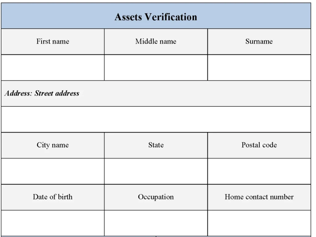 Assets Verification Form